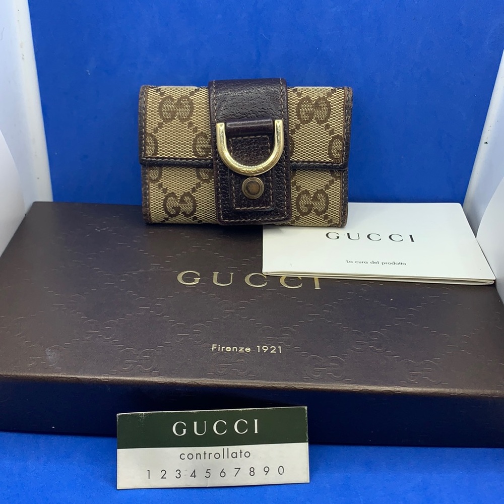 Gucci Vintage Beige and‎ Brown key holder wallet